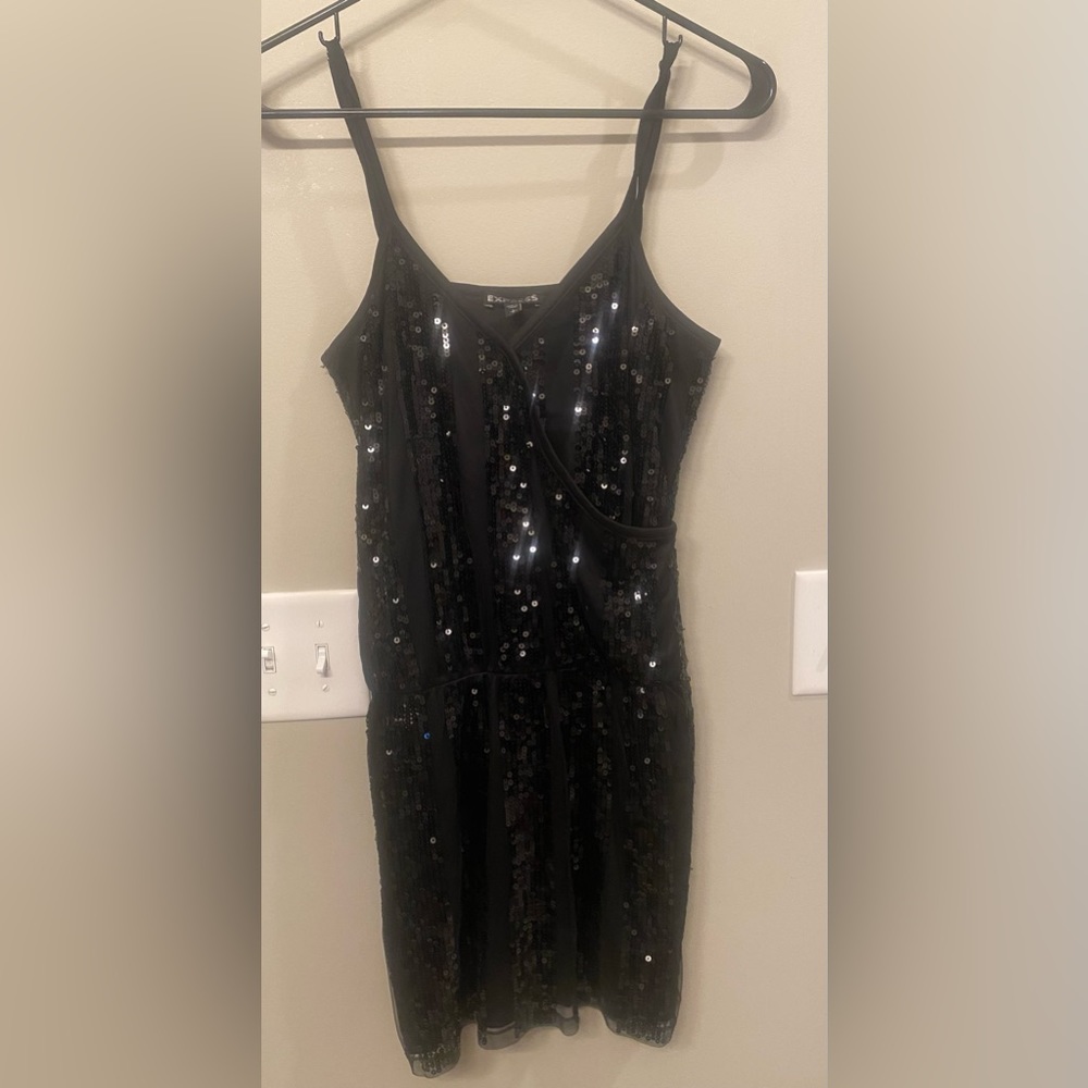 Express size small black sequin cocktail dress
